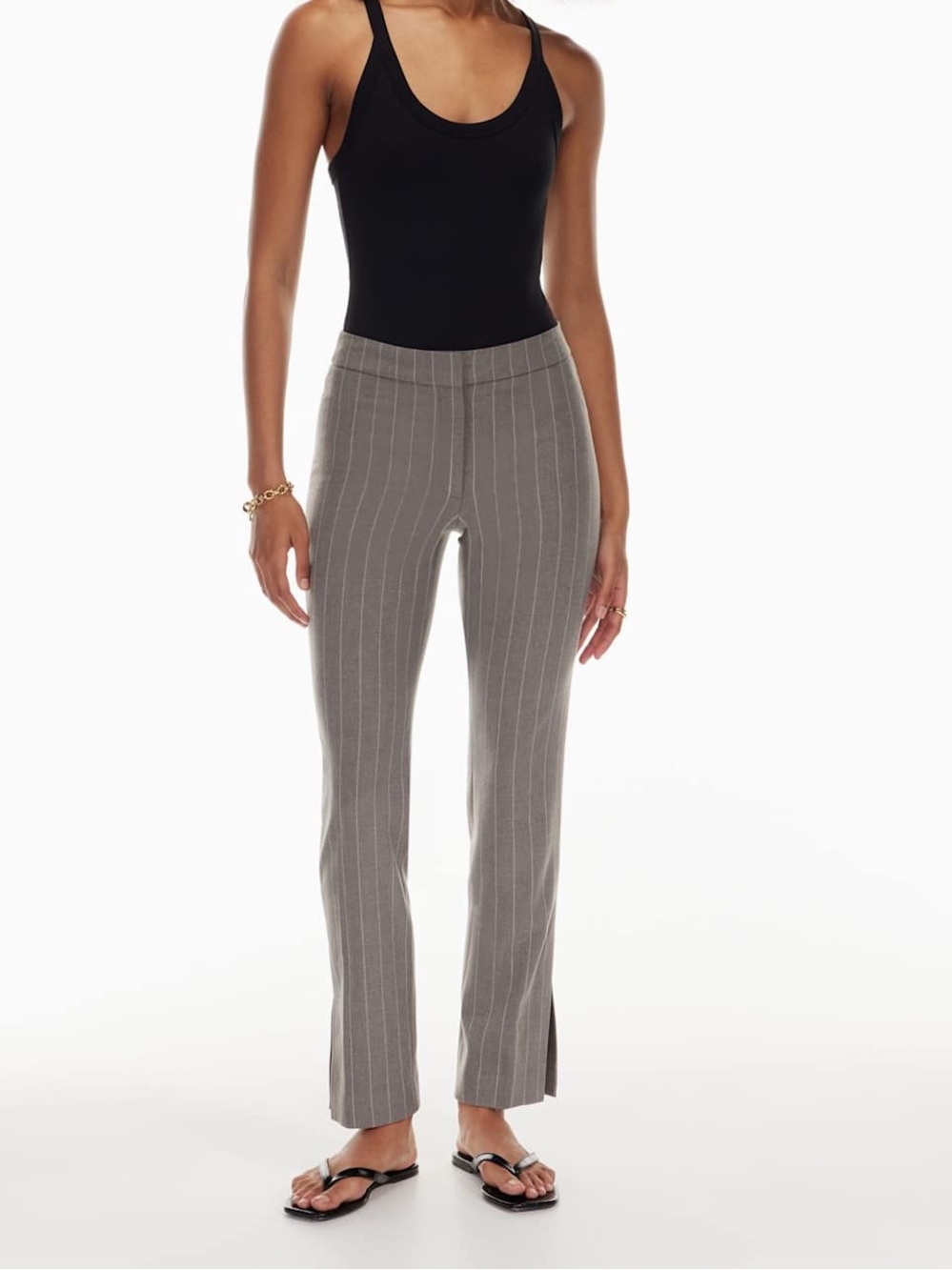 Aritzia Babaton Atelier Numero Pant Grey Pinstripe Pants Size 8 Mid Rise Slim